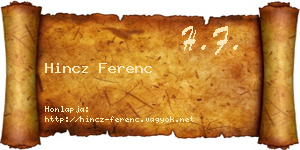 Hincz Ferenc névjegykártya
